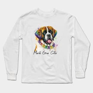 Mardi Gras Cutie Saint Bernard Long Sleeve T-Shirt